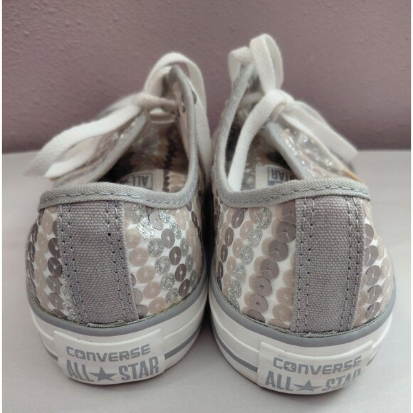 Converse Chuck Taylor All Star Women's 8 Beige Silver Sequin Low Top Sneakers - Picture 4 of 8